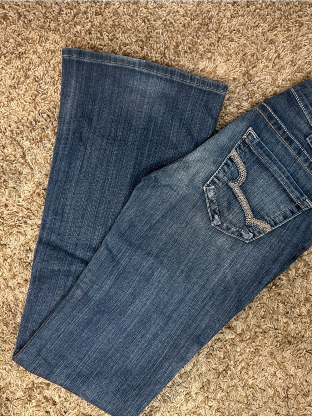 Big Star Women's Blue Flare Jeans with Embellished Back Pockets